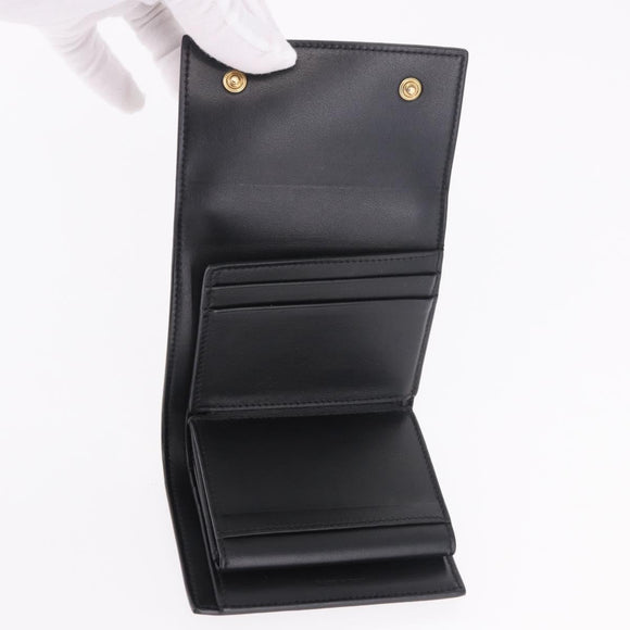 CELINE Triomphe 3-vouwportemonnee Leer Zwart Goud Auth 186148M