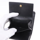 CELINE Triomphe 3-vouwportemonnee Leer Zwart Goud Auth 186148M-9