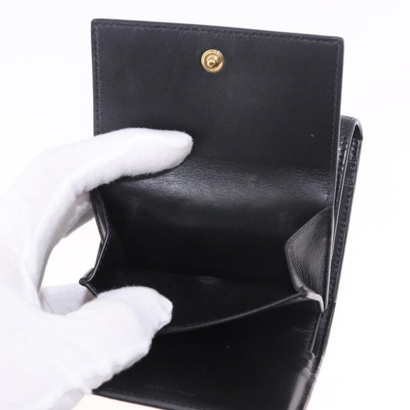 CELINE Triomphe 3-vouwportemonnee Leer Zwart Goud Auth 186148M