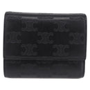 CELINE Triomphe 3-vouwportemonnee Leer Zwart Goud Auth 186148M-13