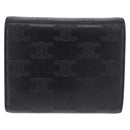 CELINE Triomphe 3-vouwportemonnee Leer Zwart Goud Auth 186148M-2