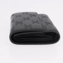 CELINE Triomphe 3-vouwportemonnee Leer Zwart Goud Auth 186148M-4
