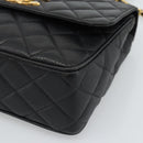 CHANEL Chain Matelasse Shoulder Bag Caviar Skin Black Gold CC Auth 186150V-9