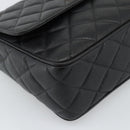 CHANEL Chain Matelasse Shoulder Bag Caviar Skin Black Gold CC Auth 186150V-14