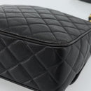 CHANEL Chain Matelasse Shoulder Bag Caviar Skin Black Gold CC Auth 186150V-15