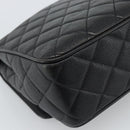 CHANEL Chain Matelasse Shoulder Bag Caviar Skin Black Gold CC Auth 186150V-16