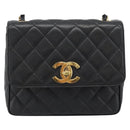 CHANEL Chain Matelasse Shoulder Bag Caviar Skin Black Gold CC Auth 186150V-13