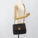 CHANEL Chain Matelasse Shoulder Bag Caviar Skin Black Gold CC Auth 186150V-21