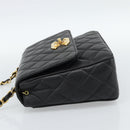 CHANEL Chain Matelasse Shoulder Bag Caviar Skin Black Gold CC Auth 186150V-3