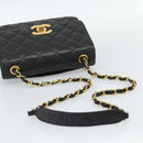 CHANEL Chain Matelasse Shoulder Bag Caviar Skin Black Gold CC Auth 186150V-7