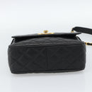 CHANEL Chain Matelasse Shoulder Bag Caviar Skin Black Gold CC Auth 186150V-5