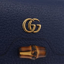 GUCCI Bamboo Wallet Leather Navy Gold 658244 Auth 186153M-17