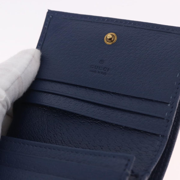 GUCCI Bamboo Wallet Leather Navy Gold 658244 Auth 186153M