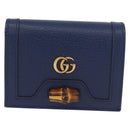 GUCCI Bamboo Wallet Leather Navy Gold 658244 Auth 186153M-13