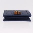 GUCCI Bamboo Wallet Leather Navy Gold 658244 Auth 186153M-6