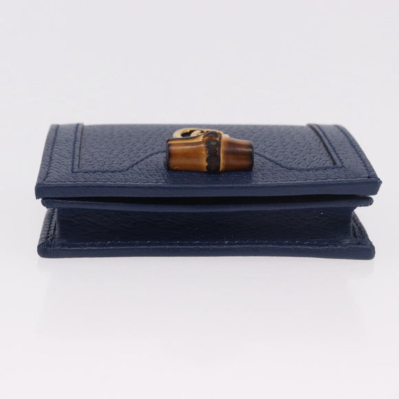 GUCCI Bamboo Wallet Leather Navy Gold 658244 Auth 186153M