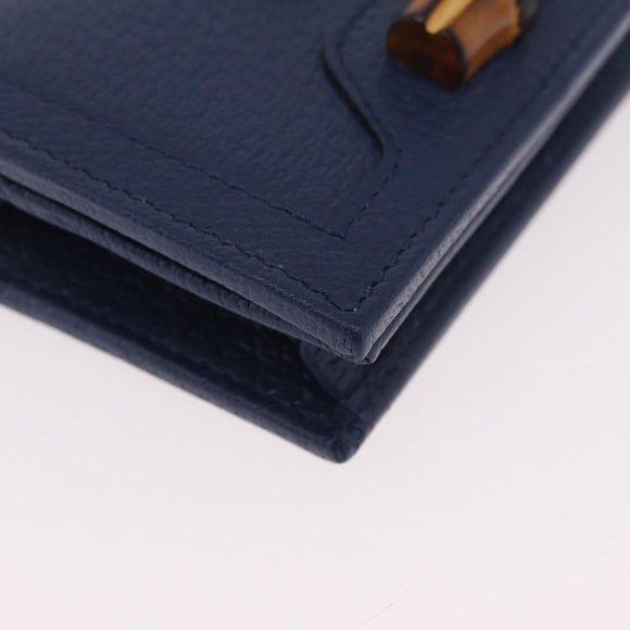 GUCCI Bamboo Wallet Leather Navy Gold 658244 Auth 186153M