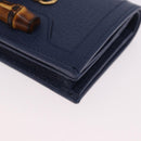 GUCCI Bamboo Wallet Leather Navy Gold 658244 Auth 186153M-14