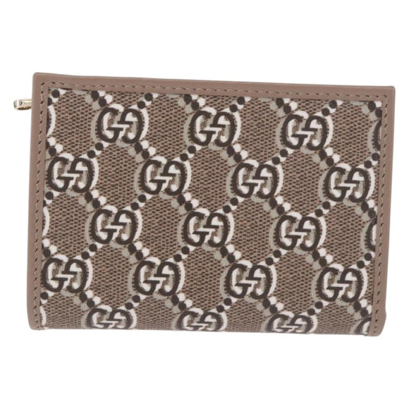 GUCCI GG Supreme Wallet PVC Beige Gold 795060 Auth 186154M