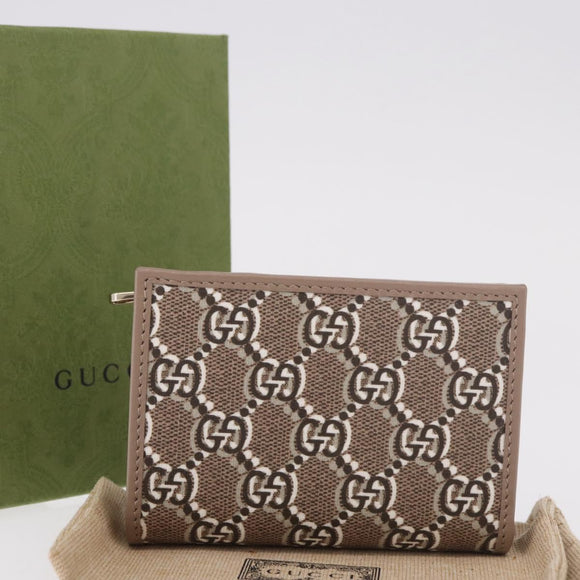 GUCCI GG Supreme Wallet PVC Beige Gold 795060 Auth 186154M