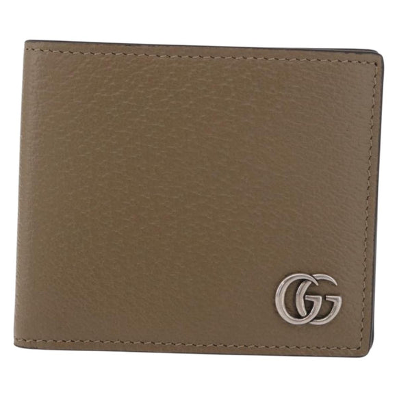 GUCCI GG Marmont Wallet Leather Beige Silver 428726 Auth 186156M