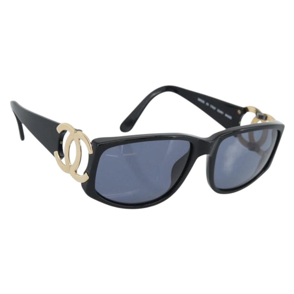 CHANEL COCO Mark Sunglasses plastic Black CC Auth 186158M