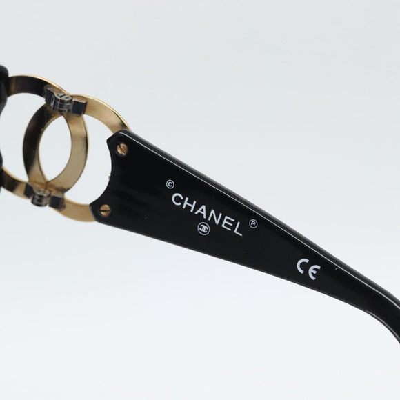 CHANEL COCO Mark Sunglasses plastic Black CC Auth 186158M