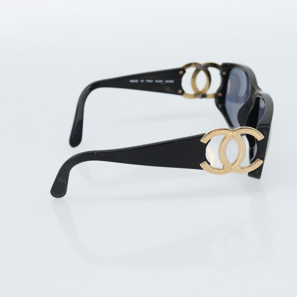 CHANEL COCO Mark Sunglasses plastic Black CC Auth 186158M