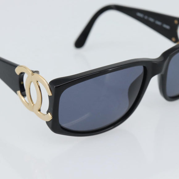 CHANEL COCO Mark Sunglasses plastic Black CC Auth 186158M