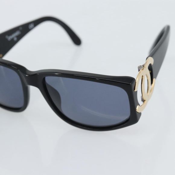 CHANEL COCO Mark Sunglasses plastic Black CC Auth 186158M