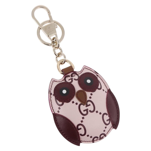 GUCCI Guccissima GG Canvas Owl Shaped Bag Charm Leather Pink 821813 Auth 186160M