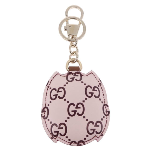 GUCCI Guccissima GG Canvas Owl Shaped Bag Charm Leather Pink 821813 Auth 186160M