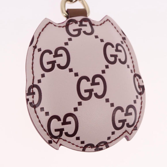 GUCCI Guccissima GG Canvas Owl Shaped Bag Charm Leather Pink 821813 Auth 186160M