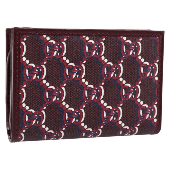 GUCCI GG Supreme Wallet PVC Red Gold 795060 Auth 186161M