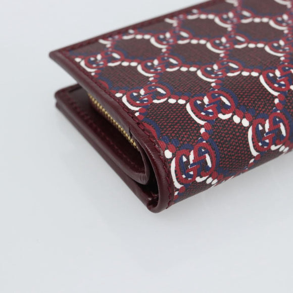 GUCCI GG Supreme Wallet PVC Red Gold 795060 Auth 186161M