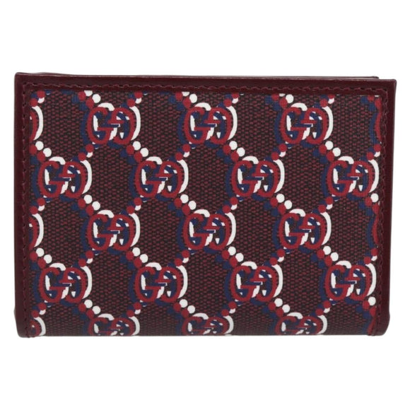 GUCCI GG Supreme Wallet PVC Red Gold 795060 Auth 186161M