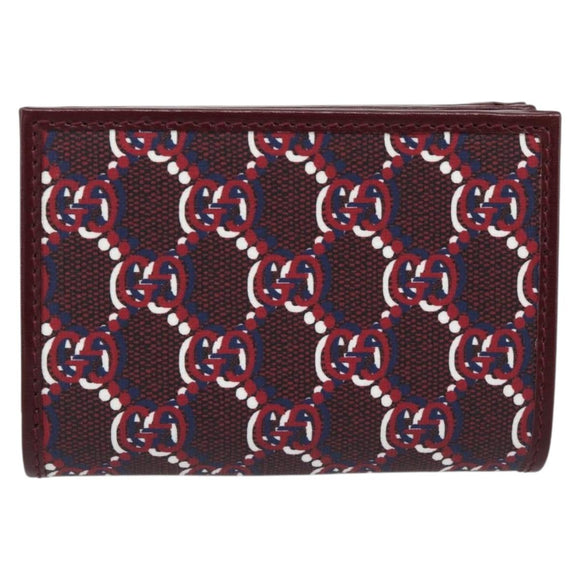 GUCCI GG Supreme Wallet PVC Red Gold 795060 Auth 186161M