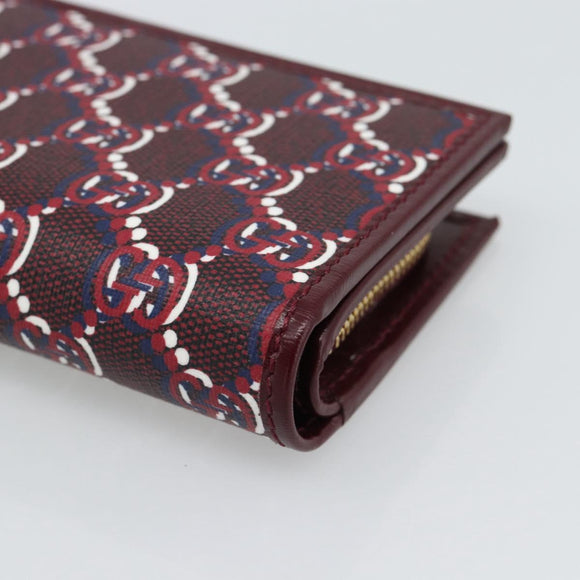 GUCCI GG Supreme Wallet PVC Red Gold 795060 Auth 186161M