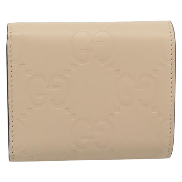 GUCCI GG Canvas Guccissima Wallet Leather Ivory Gold 772793 Auth 186162M