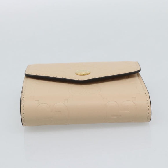 GUCCI GG Canvas Guccissima Wallet Leather Ivory Gold 772793 Auth 186162M