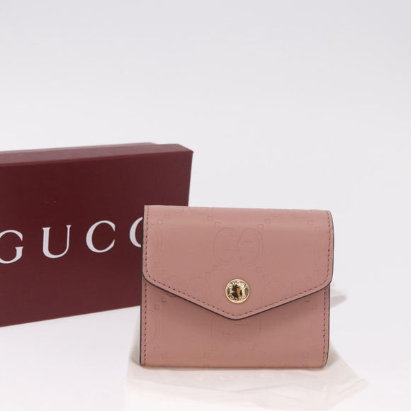 GUCCI GG Canvas Guccissima Wallet Leather Pink Gold 772793 Auth 186163M