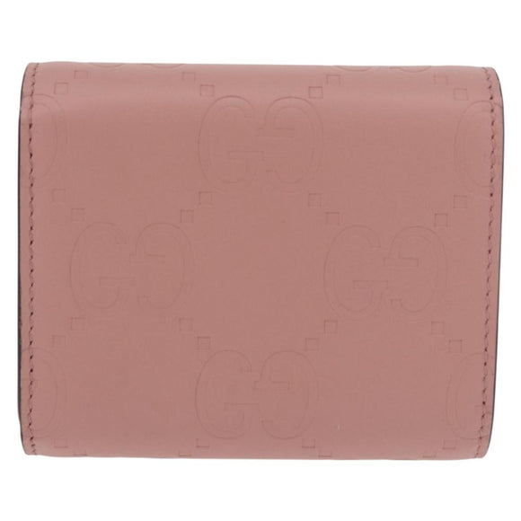 GUCCI GG Canvas Guccissima Wallet Leather Pink Gold 772793 Auth 186163M