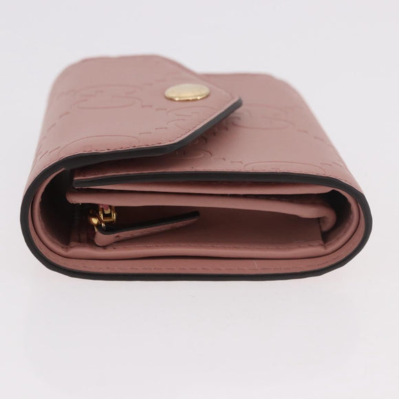 GUCCI GG Canvas Guccissima Wallet Leather Pink Gold 772793 Auth 186163M