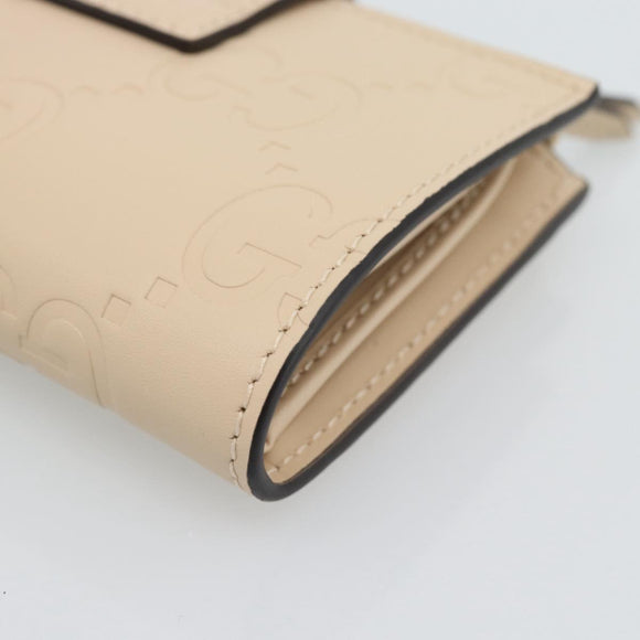 GUCCI GG Canvas Guccissima Portemonnee Leer Beige Goud 790131 Auth 186164M