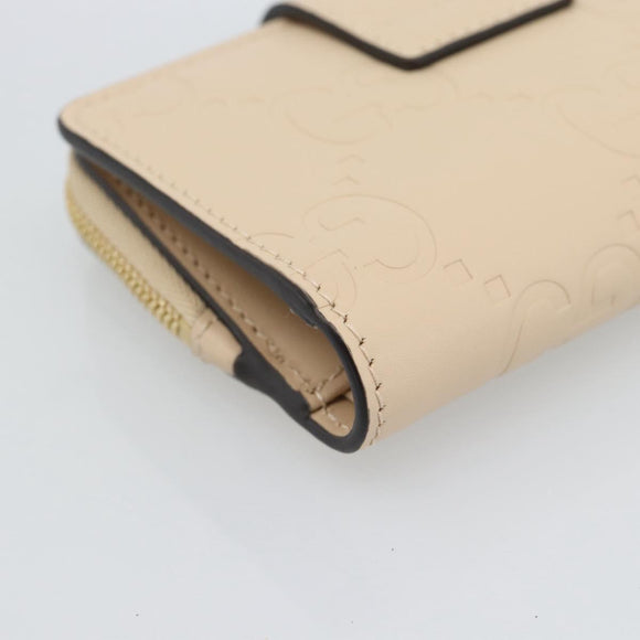 GUCCI GG Canvas Guccissima Portemonnee Leer Beige Goud 790131 Auth 186164M