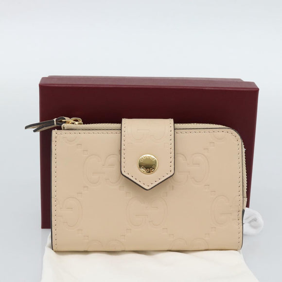 GUCCI GG Canvas Guccissima Portemonnee Leer Beige Goud 790131 Auth 186164M