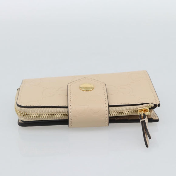 GUCCI GG Canvas Guccissima Portemonnee Leer Beige Goud 790131 Auth 186164M