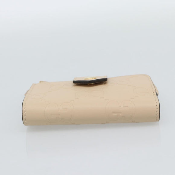 GUCCI GG Canvas Guccissima Portemonnee Leer Beige Goud 790131 Auth 186164M