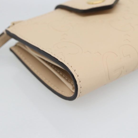 GUCCI GG Canvas Guccissima Portemonnee Leer Beige Goud 790131 Auth 186164M