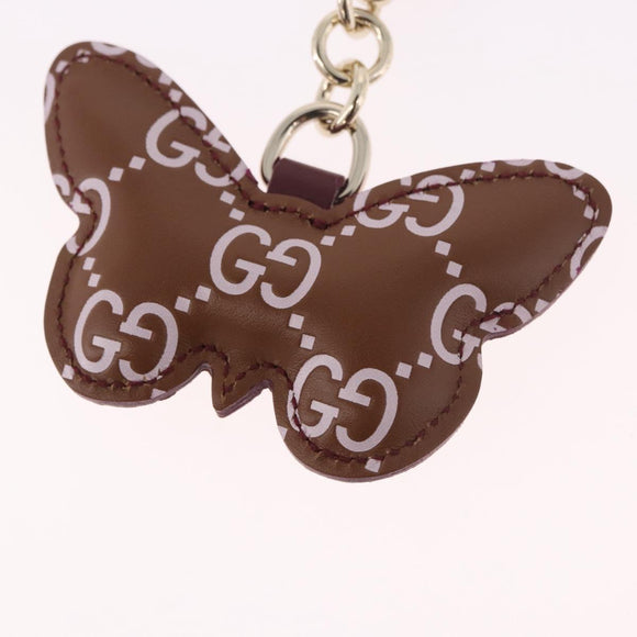 GUCCI Guccissima Butterfly GG Canvas Key Ring Leather Pink Auth 186166M